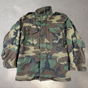 VTG Alpha Industries M65 Field Jacket Medium Reg Woodland Camo USA Cold Weather